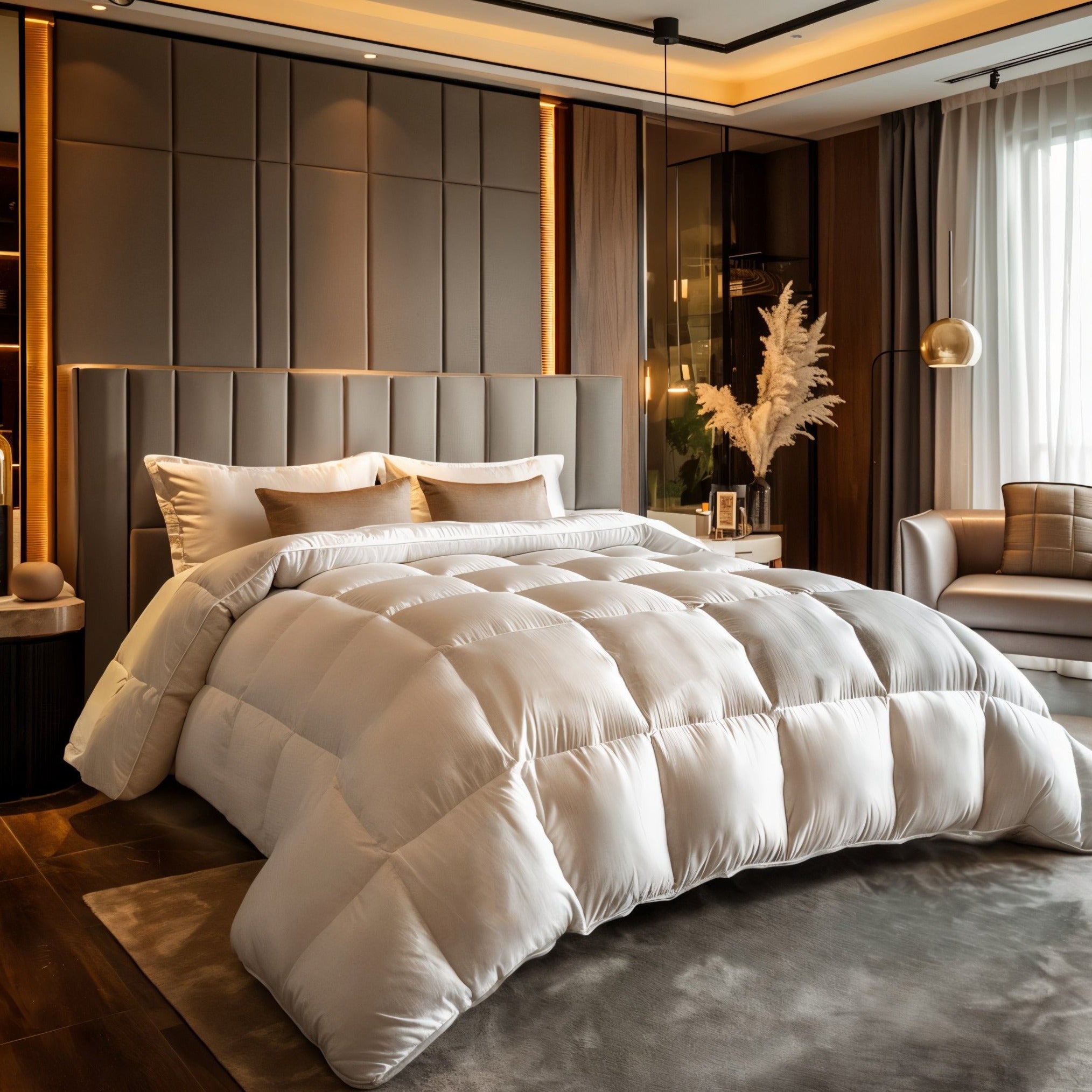 950 Loft Polish Royal Goose Down Duvet + Reversible Goose Down Pillow - 2pcs(1 pillows + 1 duvets) & 4pcs(2 pillows + 2 duvets)