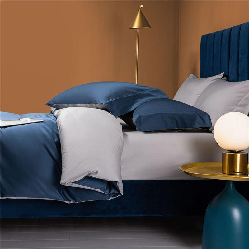 Luxe Sateen Duvet Cover-Midnight Blue